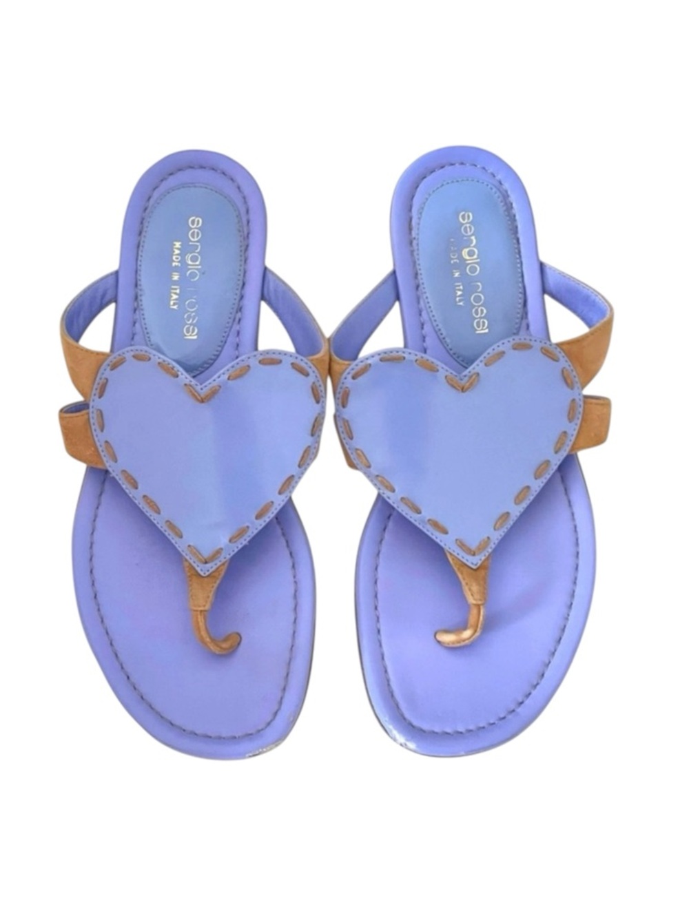 Sergio Rossi ❤︎︎ Heart Shaped Thong Leather Sandals ❤︎︎ Cornflower Blue ❤︎︎ 36 - Picture 11 of 16
